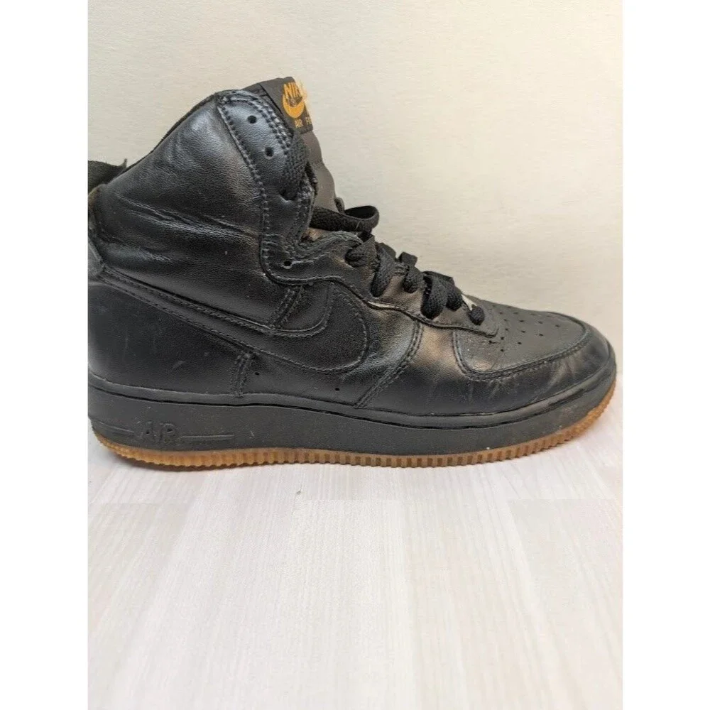 Nike Air Force 1 High Triple Black Sneakers Vintage 2000 Youth Size 7